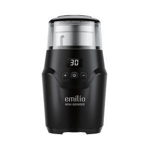 מטחנת קפה ביתית עם טיימר דיגיטלי דגם EMILIO MINI GRINDER בצבע שחור